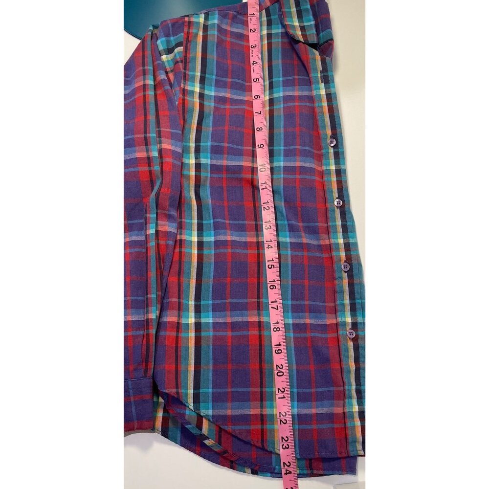 Vtg Circa Now Womens Plaid Button Up Top Size 8 Preppy 90s Colorful Timeless Y2K - Picture 4 of 10